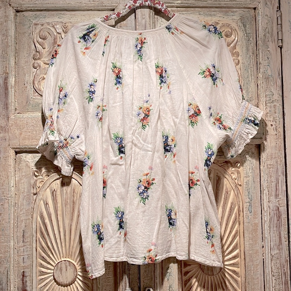 EUC Madewell Smocked Button-Down Top /2X, Nosegay Floral Antique Lace/ - Picture 5 of 6